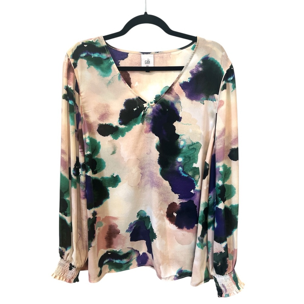 CAbi Mystic Blouse XXL Long Sleeve #4341 Multicolor Aurora Floral Abstract